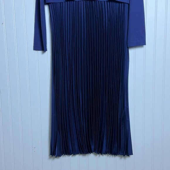 Soft surroundings Cassandra Dress Elegant Navy Pleated Midi Dress Large Casual - Picture 8 of 13